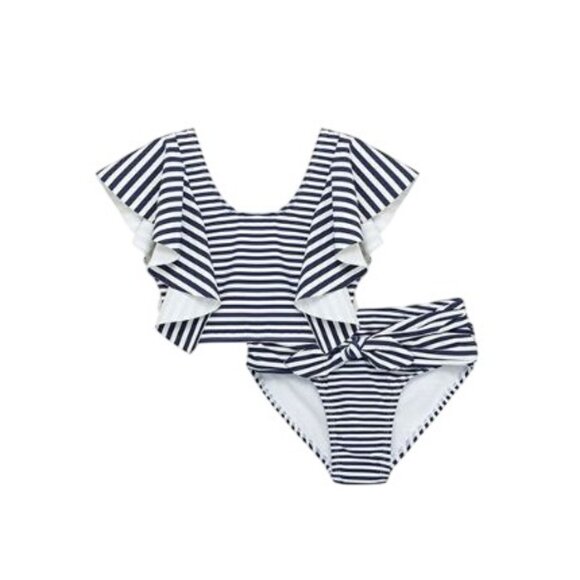 Girls Striped Ruffle Two-Piece Swimsuit By Habitual Size 10 Blue & White $52 NWT - Picture 3 of 7